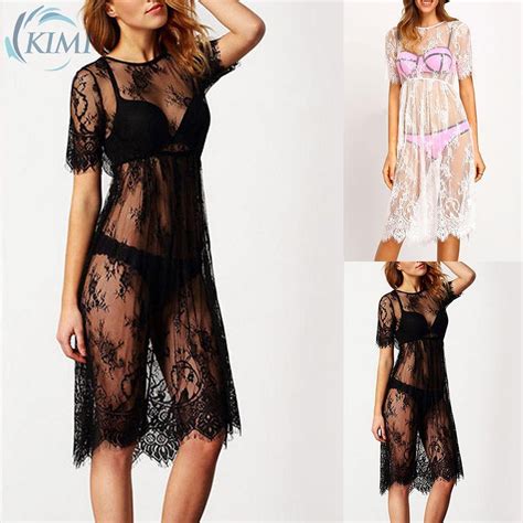 KIMI Summer Beach Dress With Flirty Lace Bikini Cover Up For Women S Swimwear Shopee Singapore