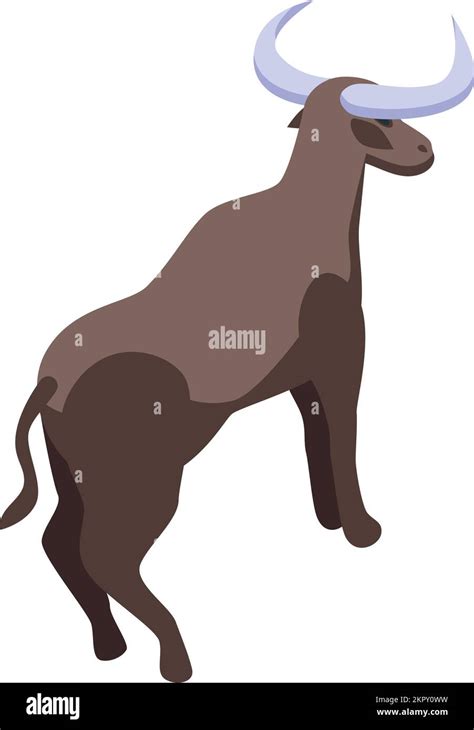 American Bison Icon Isometric Vector Buffalo Head Wild Cow Stock