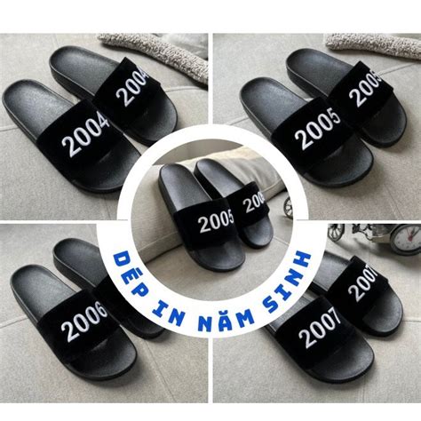 Dép nam nữ quai nỉ theo năm sinh thêu hot trend Asahi Shopee Việt Nam