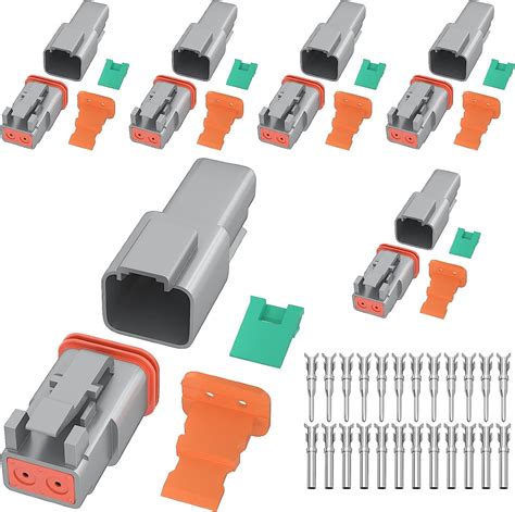 Joinfworld 48Pcs Deutsch DT Gray Connector 2 Pin Way Automotive