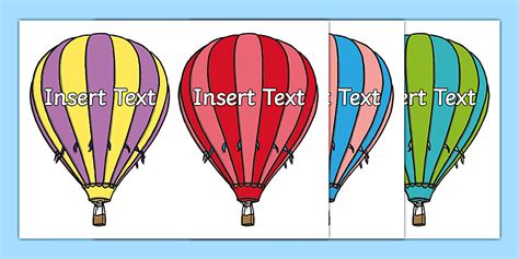 Black And White Editable Hot Air Balloons 2 Per A4 Stripes