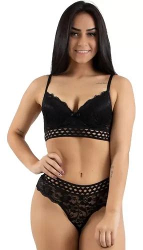 Conjunto Lingerie Luxo Elástico Rendado Sensual Sexy Revenda Parcelamento sem juros