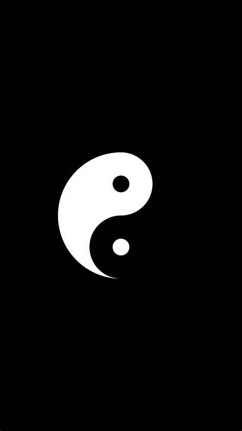 Yin yang wallpaper, black background, minimalism, Yin and Yang