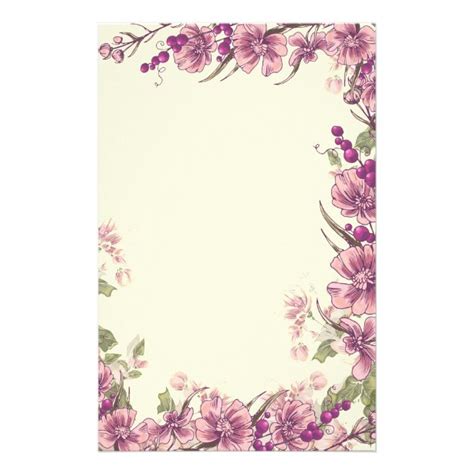 Flower Border Stationery Paper Zazzle Uk