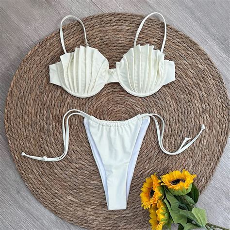 Sexy Shell Micro Bikini Women Swimsuit Female Swimwear Thong Bikinis Set Brazilian Beach