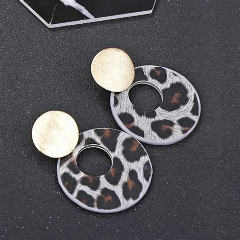 Классические плюшевые леопардовые серьги из сплава для девочек с ...