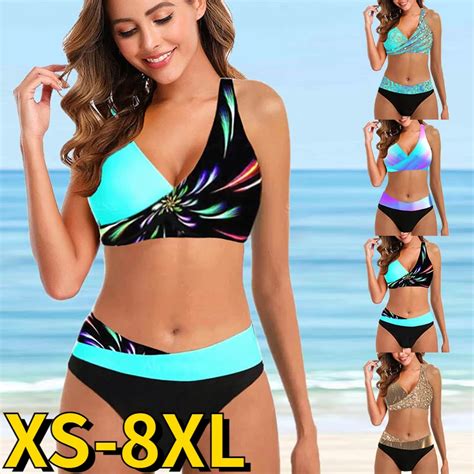 New Fashion Bikini Set Women Abstract Printing Swimwear Summer Two Piece Set Swimsuit High