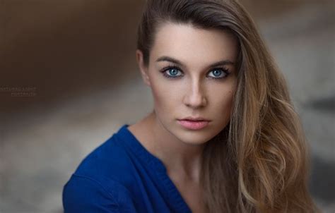 Wallpaper Girl Long Hair Photo Photographer Blue Eyes Model Lips Face Blonde Shirt