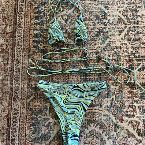 Inamorata Turquoise Swirl Bikini Dune Bottom Depop