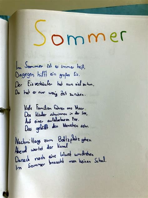 Gedicht Klasse Sommer Sommergedichte Gedichte Zum Sommer Min Rakah