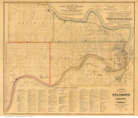 Wyandott County Kansas Old Wall Map Reprint Etsy Wall Maps