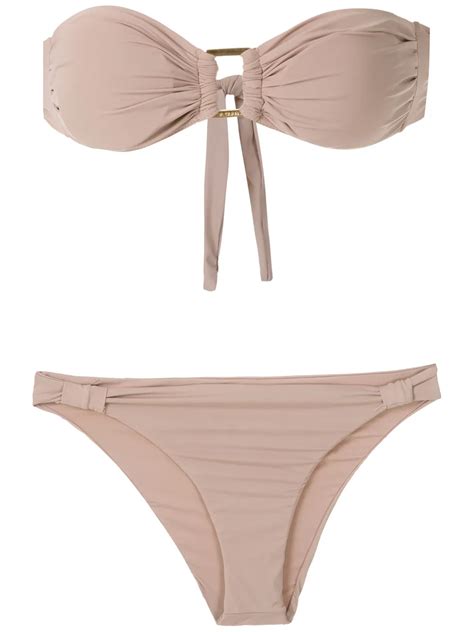 Amir Slama Bandeau Bikini Set Neutrals FARFETCH