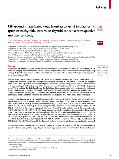 Pdf Ultrasound Image Based Deep Learning To Assist In Diagnosing Gross Extrathyroidal