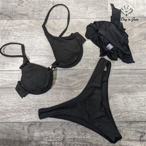 Sweatyrocks Ribbed Underwire Piece Bikini Set Size Depop