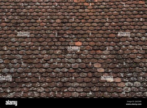 Ruined Tiles On The Old House Stock Photo Alamy
