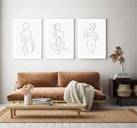 Minimalist Art Naked Line Art Line Art Bedroom Wall Prints Set Of 3 Prints Nude Wall Art Decor