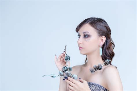 Premium Photo Fashion Brunette Model Portrait Hairstyle Professional Creative Makeup False