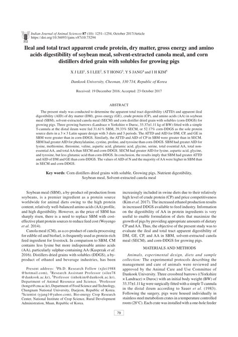 PDF Ileal And Total Tract Apparent Crude Protein Dry Matter Gross