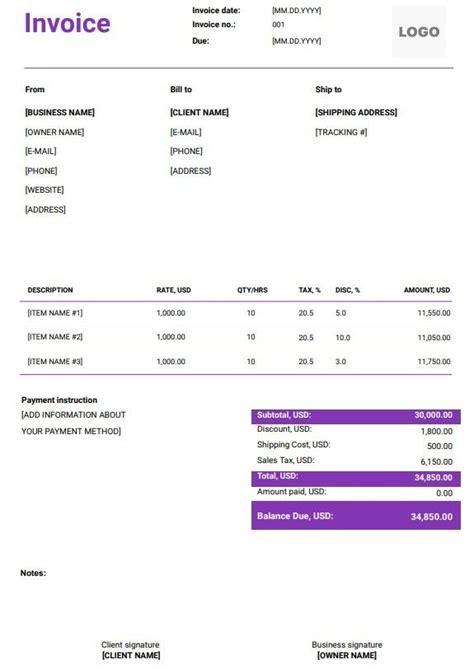 Free Trucking Invoice Templates Word Excel Pdf