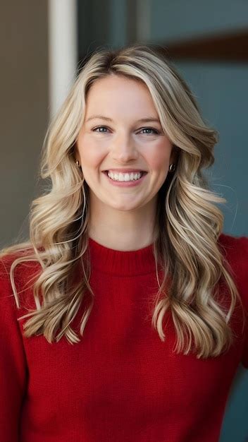 Smiley Blonde Girl Looking At The Camera Premium AI Generated Image