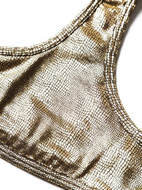 Reina Olga Coolio Snakeskin Print Bikini Gold FARFETCH UK