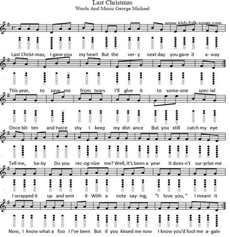 Last Christmas Tin Whistle | Flute Sheet Music And Piano Letter Notes ...