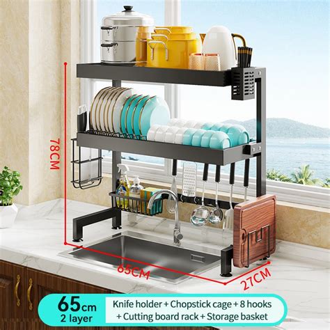 Kitchen Sink Rack Stainless Steel Dish Storage Rack Multifunction Sinki