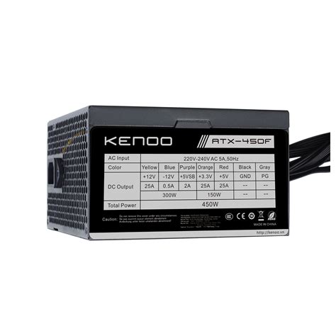 Nguồn máy tính KENOO ATX-450F (ATX/ Đen), Sản phẩm chính hãng
