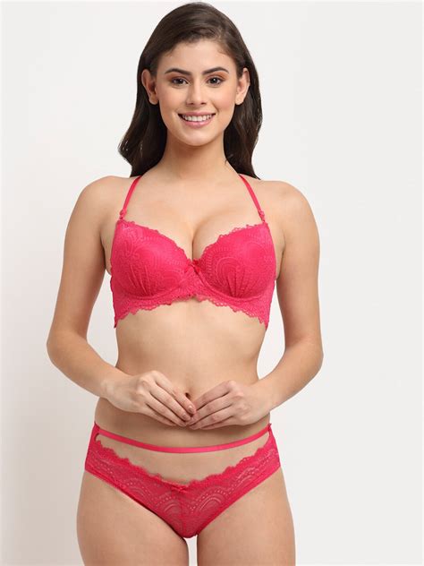 Buy MAKCLAN Lightly Padded Lace Detail Lingerie Set Lingerie Set For Women 24104810 Myntra