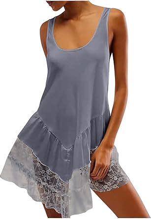 Hnodov Women S Silk Sleeveless Stain Nightgown Lace Tank Sleep Dress Sexy Chemise Lingerie