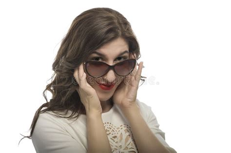 Modern Fashion Ideas Funny Closeup Portrait Of Alluring Caucasian Brunette Woman In Dark