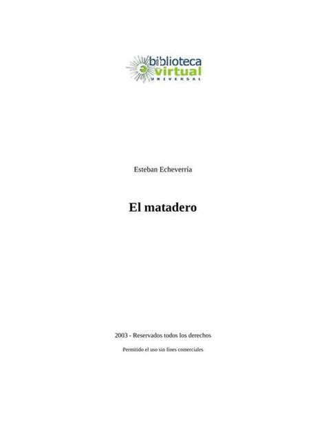 El Matadero Esteban Echeverría Alianza literaria uDocz