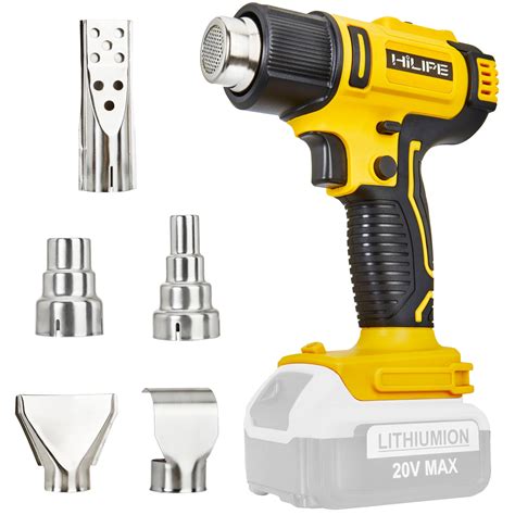 Hilipe Cordless Heat Gun For Dewalt V Battery Lithium Hot Air Gun Nozzle Attachments Temp