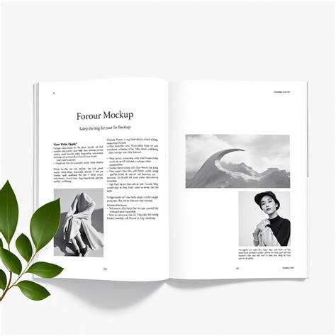 Photorealistic Magazine Spread Mockup With Blank White Backgrounds For