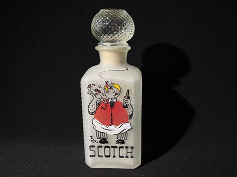Vintage Hazel Atlas Frosted Glass Liquor Bottle Scotch Mid Century Barware Liquor Decanter Gay