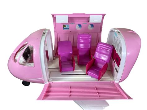 Vintage 1998 Barbie Mattel Airplane Plane Playset Pink Jumbo Jet