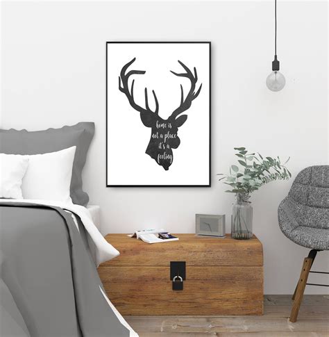 Deer Printable Art Deer Silhouette Print Home Quote Wall | Etsy