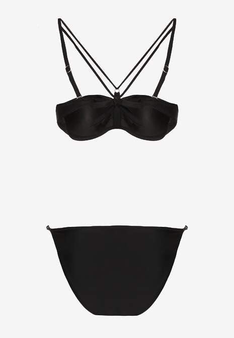 Czarne Bikini Majtki Typu Figi I Biustonosz Z Ozdobnymi Paskami Fadelinna Renee