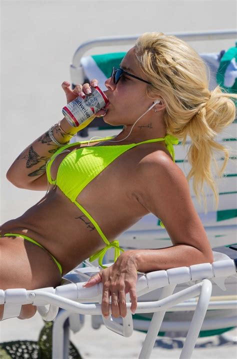 Karoline Lima In A Neon Green Bikini On The Beach In Miami Celeb Donut