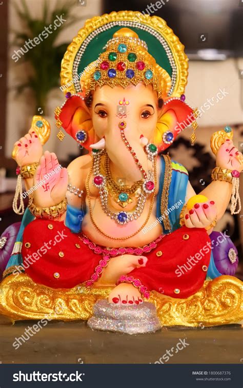 Beautiful Idol Lord Ganesha During Ganesh Stock Photo 1800687376