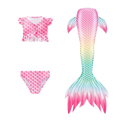 MUXiin Swimsuit For Girls Tail Tails Fish Scale Girls Swimwear Bikini Pc Set Funny Girls
