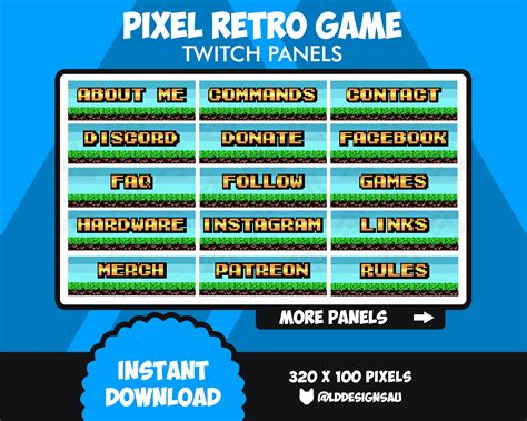 Twitch Panels 8 Bit Pixel Retro Game Panels Twitch Profile Etsy Australia Retro Gaming