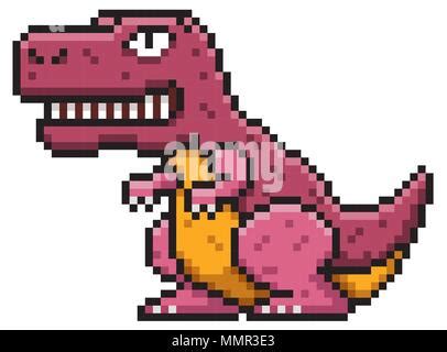 Tyrannosaurus Pixel Art Dinosaur T Rex Pixelated Bit Illustration