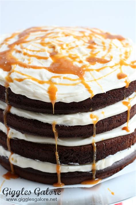 Naked Chocolate Cake With Salted Caramel Frosting Giggles Galore