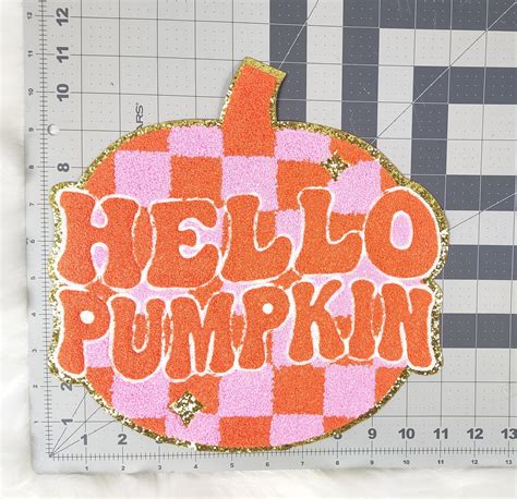 Large Hello Pumpkin and Gold Glitter Iron On Patch – Scratch Decor