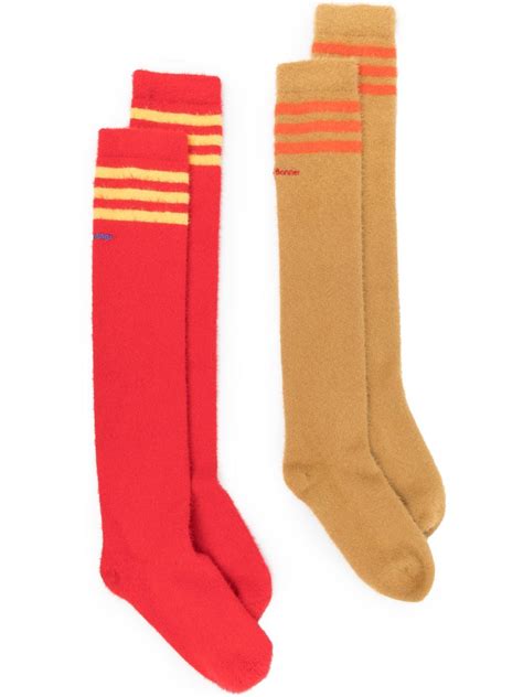 Adidas X Wales Bonner Red Logo Socks Set Browns