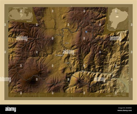 Tungurahua Province Of Ecuador Colored Elevation Map With Lakes And