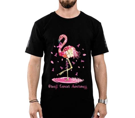 Flamingo Flower Breast Cancer Awareness Shirt Hoodie Sweater