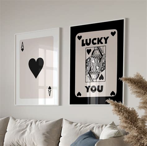 Trendy Retro Wall Art Set Of 2 Queen Funky Art Print Lucky You Poster