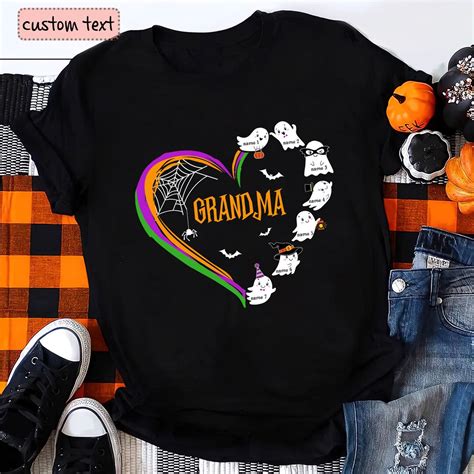 Halloween Grandma Heart Shirt Personalized Spooky Grandma Etsy